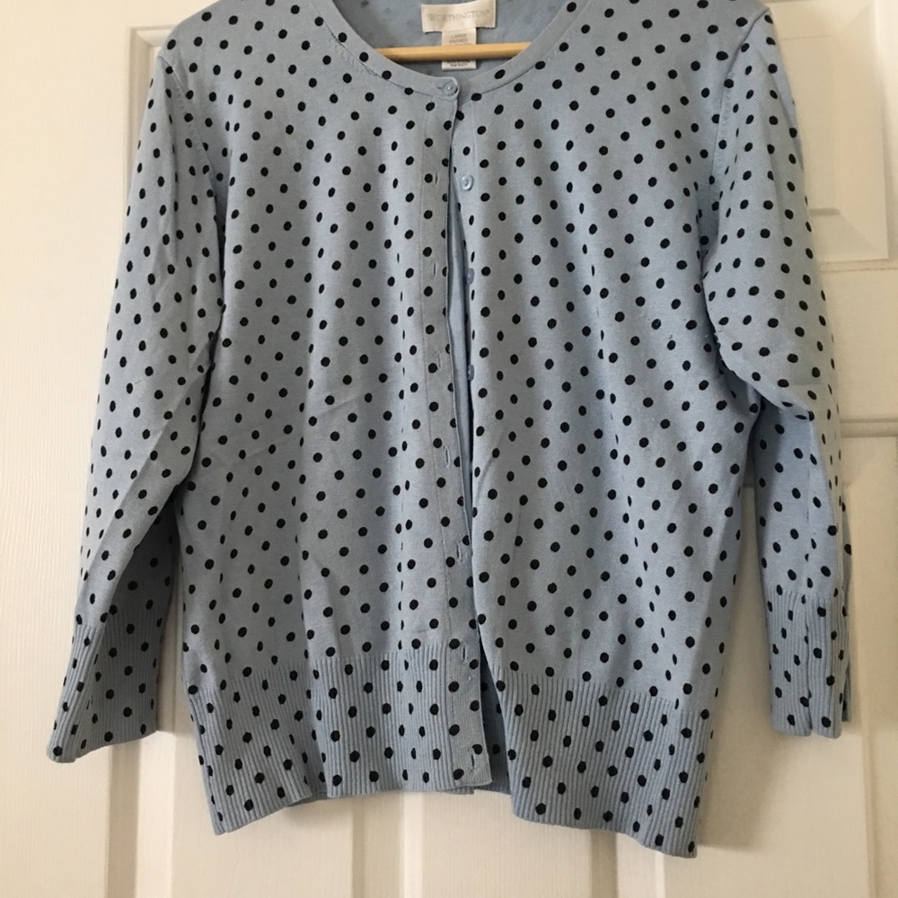 Blue on blue polka dot sweater